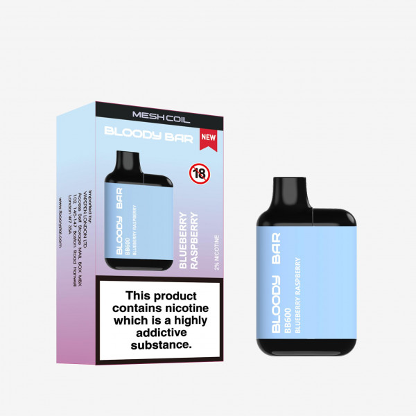 BLOODY BAR 600 PREFILLED POD KIT BLUEBERRY RASPBERRY 20MG