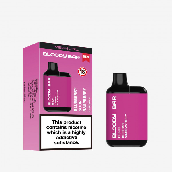 BLOODY BAR 600 PREFILLED POD KIT BLUEBERRY SOUR RASPBERRY 20MG