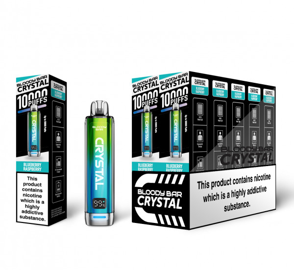BLOODY BAR CRYSTAL 10000 PREFILLED POD KIT BLUEBERRY RASPBERRY 20MG